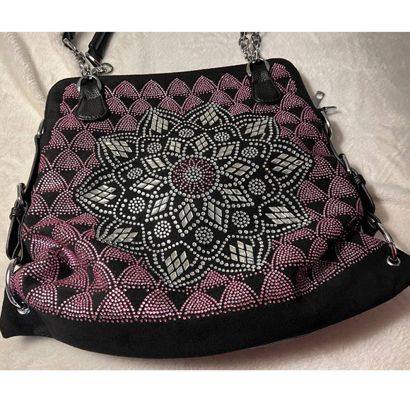 Glitz and Ears Boutique Flower Rhinestone Bling Hand Bag NEW - Picture 3 of 12